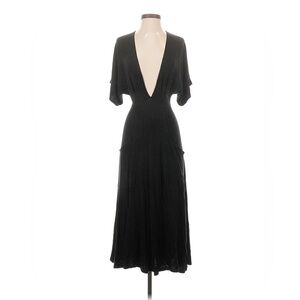 Reformation Black Deep V Maxi Dress